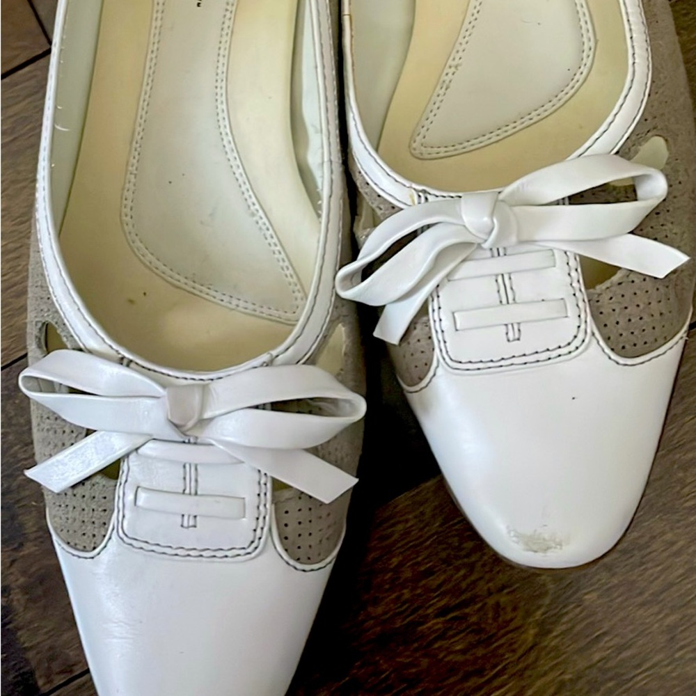 White flat ladies shoes size 9